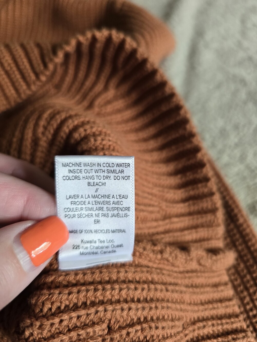 Kuwalla Rust Rib-Knit Mock Neck Sweater Size Medium - Picture 12 of 12